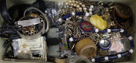 A quantity of mixed costume jewellery and other items including minor silver and wrist watches.